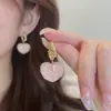 Lindos aretes Rosa Dulce para mujer, nuevos, modernos, diseño de alta gama, pequeños aretes de corazón de durazno, estilo coreano, aretes elegantes