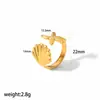 Anillo Marino Europeo y Americano de Acero Inoxidable Elemento Marino Anillo Femenino Personalizado Caballito de Mar Concha Estrella de Mar Apertura Anillo Ajustable
