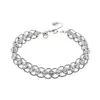 Pulsera circular de malla tejida con cuentas de cristal, pulsera vintage estilo palacio, joyería de alta gama nicho para mujer
