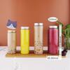 Botella de plástico transparente desechable para mascotas Vaso de té frío网红 de boca ancha recto para bebidas tapa de aluminio sellada botella para té con leche