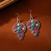 Pendientes de Turquesa de Personalidad Exagerada Transfronterizos Europeos y Americanos, Pendientes de Estilo Étnico Vintage, Pendientes Florales Bohemios de Alta Gama