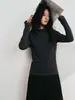 Camisa Base de Acetato de Tencel y Lana para Mujer, Nuevo Top Básico de Cuello Redondo Medio para Otoño/Invierno, Camiseta Básica de Cuello Semi-Alto