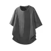 2026 Verão Novo Estilo de Hong Kong Tamanho Plus Gola Redonda Patchwork Manga Curta Camiseta para Homens, Solta Casual Versátil Color-Block Tendência