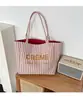 Bolso Tote Rayado de Doble Cara Estilo Coreano Moda Primavera 2026 Bolso de Hombro Versátil de Nylon Bolso de Lona Relajado Estilo Francés