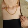 Collar Figaro de acero inoxidable chapado en oro de 18 quilates para mujer, estilo transfronterizo europeo y americano, cadena de acero de titanio combinable.