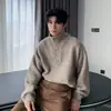 Suéter de punto estilo americano de cuello alto, con botones, nueva colección otoño/invierno, prenda exterior cálida, corte holgado y relajado, chaqueta casual para hombres y mujeres