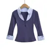 Estilo Instituto de Seúl ~ Camiseta de Manga Larga con Cuello Reductora de Edad para Mujer, Nueva Colección Otoño/Invierno, Camisa Ajustada de Falso Dos Piezas + Falda de Corte A