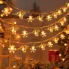 Iluminación Navideña LED Farolillos Pequeños Llenos de Estrellas Blanco Colorido Estilo Camping al Aire Libre Enchufe Decoración de Cadena Pequeña de Copos de Nieve