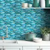 Adesivos de Parede Autoadesivos Mosaico de Listras Longas Azuis Fundo 3D Gota de Cola Removível Adesivos de Parede Simples Atacado