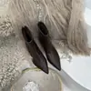 Botines Bajos de Punta Francesa para Mujer 2026 Otoño e Invierno Nuevo Estilo Elegantes Botines Cortos Botas Ajustadas Forradas de Lana Botines Cortos Elásticos