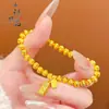 Loja de Ouro Mesmo Estilo Antigo Banhado a Ouro Pequena Barra de Ouro Pulseira de Contas Olho de Gato para Mulheres, Nova Pulseira de Contas Olho de Gato Estilo Chinês