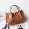 Bolso de Cuero Genuino Transfronterizo para Mujer Bolso Tote Casual para Mujer Gran Capacidad Versátil Piel de Vaca de Primera Capa Natural Caída Portátil para Hombro Bolso Cruzado