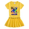 Vestido de manga corta para niños coreanos, falda fina plisada con orejas, novedad de verano de 2023