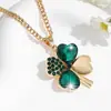 Colar da sorte de trevo de quatro folhas cravejado de diamantes, novo e popular, joia com pingente versátil e de luxo discreto para mulheres