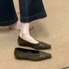 Zapatos de vestir cuadrados de punta cuadrada estilo retro para mujer, sin cordones, tacón bajo, gamuza, versátiles, zapatos de abuela, suela suave, para ir al trabajo