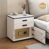 Nueva mesita de noche inteligente antirrobo para dormitorio, no requiere instalación, mueble de noche de madera maciza para uso doméstico, gabinete de almacenamiento multifuncional, seguro