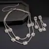 Brincos e Colares Europeus e Americanos Transfronteiriços com Pedras de Diamante em Formato de Gota, Corrente para Clavícula com Design de Nicho, Joias Statement Únicas e Estilosas para Mulheres