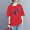 Camiseta Feminina de Manga Curta com Gola Redonda, Tamanho Grande, Novo Design Estiloso e Rejuvenescedor para o Verão de 2026, Adequada para Mulheres Plus Size para Cobrir a Barriga e Esconder o Formato do Corpo