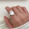 Anillo Geométrico Minimalista Mate para Mujer Versátil Apilable Elegante Dulce Fresco Anillo Abierto Moda Tendencia Índice Anillo de Personalidad