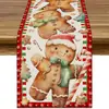 Navidad Santa Claus Americano Muñeco de Nieve Camino de Mesa Mantel de Lino Estampado Camino de Mesa Decoración Navideña Tela para Camino de Mesa Bandera de Mesa de Café