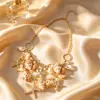 Conjunto de Colar Quadrado com Pedra Preciosa Preto e Dourado Vintage, Conjunto Exagerado de Colar e Brincos de Noite de Luxo Leve, Acessórios Decorativos de Joias Femininas