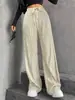 Pantalones Anchos de Color Sólido para Mujer, Cruzados Europeos y Americanos, Novedad Otoño e Invierno 2026, Cintura Elástica, Pantalones Largos Casuales, Cintura Alta con Cordón, Pierna Recta