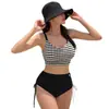 Bikini de Raya Dividida de Alta Gama para Mujer Estilo Puro Deseo Traje de Baño para Aguas Termales Estilo Coreano Ins Traje de Baño Conservador para Pecho Pequeño