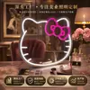 Espejo de Maquillaje con Luz de Neón USB Luz Ambiental LED Luz Decorativa para Habitación Dormitorio Brillo Hello Kitty Regalo Regulable