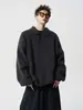 Suéter de Gola Lapela Retrô Americano Masculino Outono High Street Cool Tricô para Casal Solto Tendência Marca Estilo Preguiçoso Suéter