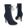 Talla 34-50 Cremallera Lateral Tacón de Aguja Botas tipo Martin Otoño e Invierno Transfronterizas Botas de Cuero para Mujer Punta Redonda Botas de Mujer de Corte Bajo Aliexpress