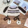 Sombrero Peludo de Orejas de Conejo Dulce y Lindo para Niñas Otoño e Invierno Protección para las Orejas Cálido Sombrero Pulóver Tejido Combinación de Colores Sombrero Lei Feng