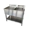 Fregadero de cocina para supermercados de alimentos frescos, fregadero individual de acero inoxidable con estante, mesa para limpiar pescado, banco de trabajo para sacrificio y corte, lavabo grande individual