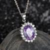 Colgante de Mujer Ovalado Colorido con Incrustaciones de Zircón Cobre Chapado en Paladio Blanco Clásico Elegante Moda Collar al por Mayor Exquisito