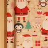 Papel de Regalo Navideño Tamaño Grande Ecológico Papel Kraft Amarillo Papel de Regalo Navideño Cuadros Rojos Cabeza de Reno Patrón de Copo de Nieve