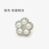 Botones de Flor Plateados Hebilla Decorativa de Perla Diamante Abrigo Top Suéter Falda Botón de Flor para Mujer