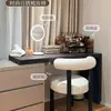 Taburete de Maquillaje para Habitación de Niña, Estilo Crema, Taburete de Comedor Minimalista Moderno Estilo Nórdico con Respaldo, Taburete de Tocador Acolchado Suave de Lujo Ligero