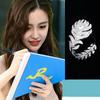 Pequeno Livro Vermelho Recomendar Internet Celebridade Estrela Mesmo Estilo Anel Pena Diamante Completo Luz Luxo Elegante Aberto Anel Ajustável para Mulheres