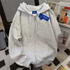Sudadera con Capucha de Color Sólido Estilo Retro Perezoso para Mujer Otoño e Invierno 2025 Forrada de Polar Cálida Holgada Cardigan Chaqueta con Cremallera Moderna