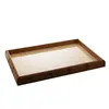 Bandeja de Madeira de Bambu com Sisal Natural 45cm x 30cm x 4cm - Woodart
