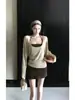 Conjunto de vestido camisola outono e inverno para mulheres, novo vestido bodycon estilo coreano de início de outono 2026, conjunto de duas peças super popular