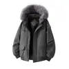 2026 Nova Jaqueta de Algodão Grossa e Quente com Capuz para Homens, Gola Grande de Pelo, Parka Moderna Solta, Roupa de Trabalho, Casaco de Algodão para Homens