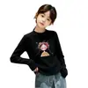Camada Base Térmica Casual para Meninas Outono/Inverno Novo Estilo Infantil Top Felpudo Manga Longa Gola Redonda Camiseta Roupa Íntima