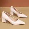 Salto Alto Feminino Verão Novo Estilo Temperamento Versátil Trabalho Comutador Entrevista Profissional Bico Fino Salto Grosso Sapatos Femininos para em estoque