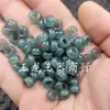 Anillo de jade con hebilla grande de aguamarina azul, cuentas de jade de agujero grande, anillo de anillo con colgante de jade de cuarcita verde aceitoso, cuentas para joyería de pulsera y collar DIY
