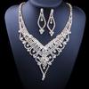 Deseo Venta Caliente Europeo y Americano Cadena Set de Collar Nupcial Europeo y Americano Set de Diamantes Collar de Moda Aretes Dos Piezas Explosiones
