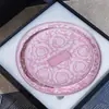 Plato de Cerámica Rosa Estilo Europeo de Alta Gama de Lujo Barroco para Postre, Plato de Doble Capa para Pasteles y Postres, Plato de Porcelana Ósea, Juego en Caja de Regalo