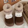 Botas de Neve Grossas com Solado Espesso, Forradas com Fleece, Cor Colorida Retrô para Uso Externo, Novo Estilo de Inverno, Confortáveis Botas de Algodão Simples para o Dia a Dia, Estilo Gatinho para Mulheres