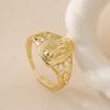 Aogu Cross-border Simple Light Luxury Copper Gold Plated Zircon Love Geometric Anel de abertura feminino Nicho All-match Ring