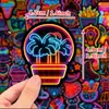 50 Pegatinas Neón Creativas Transfronterizas para DIY Cuaderno Maleta Patineta Vaso de Agua Impermeables Decorativas Pegatinas de Graffiti