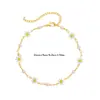 Tobillera de Moda con Colgante de Flor Margarita, Joyería para el Pie, Tobillera de Margarita y Perla para la Playa de Verano, Tobillera Apilada de Flores